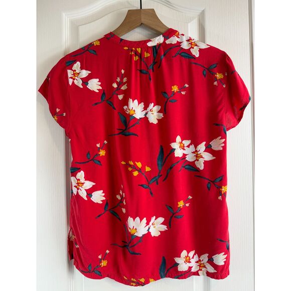 Old Navy Women's Red Floral Button Front Blouse Top Size XS - Picture 3 of 9